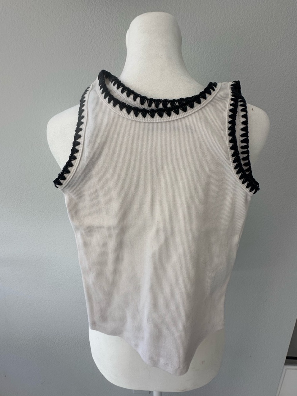 abercrombie kids White Ribbed Tank with Black Trim
